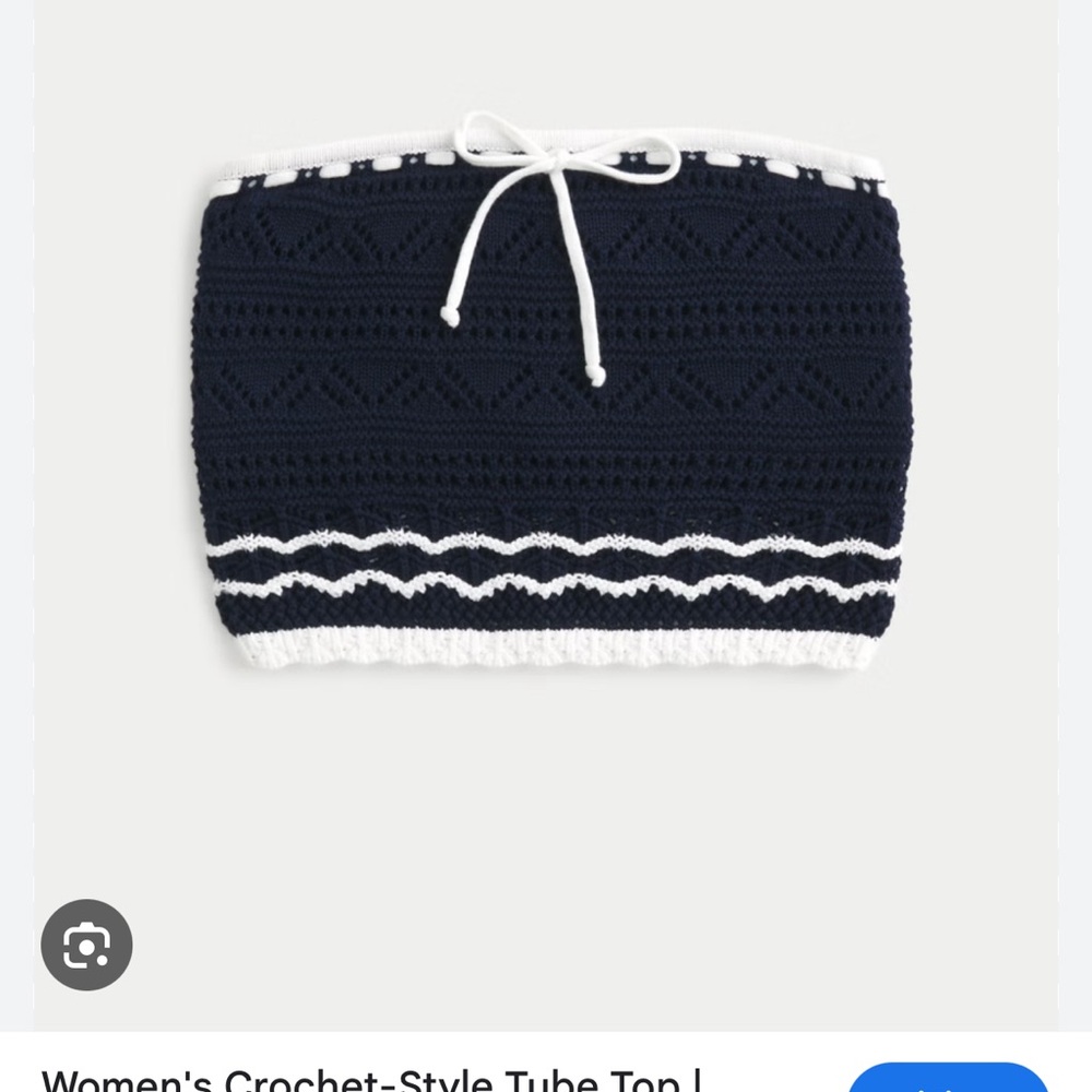 ISO -Hollister Navy and White Crochet Tube Top